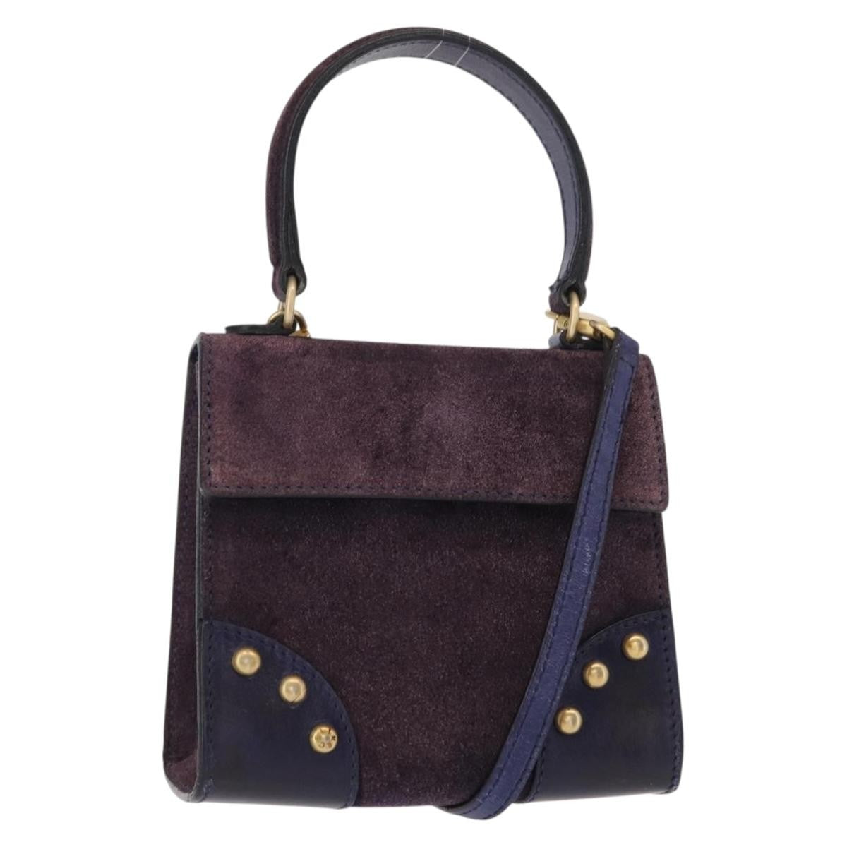 Celine Handbag Suede Purple Suede Handbag (Pre-Owned)