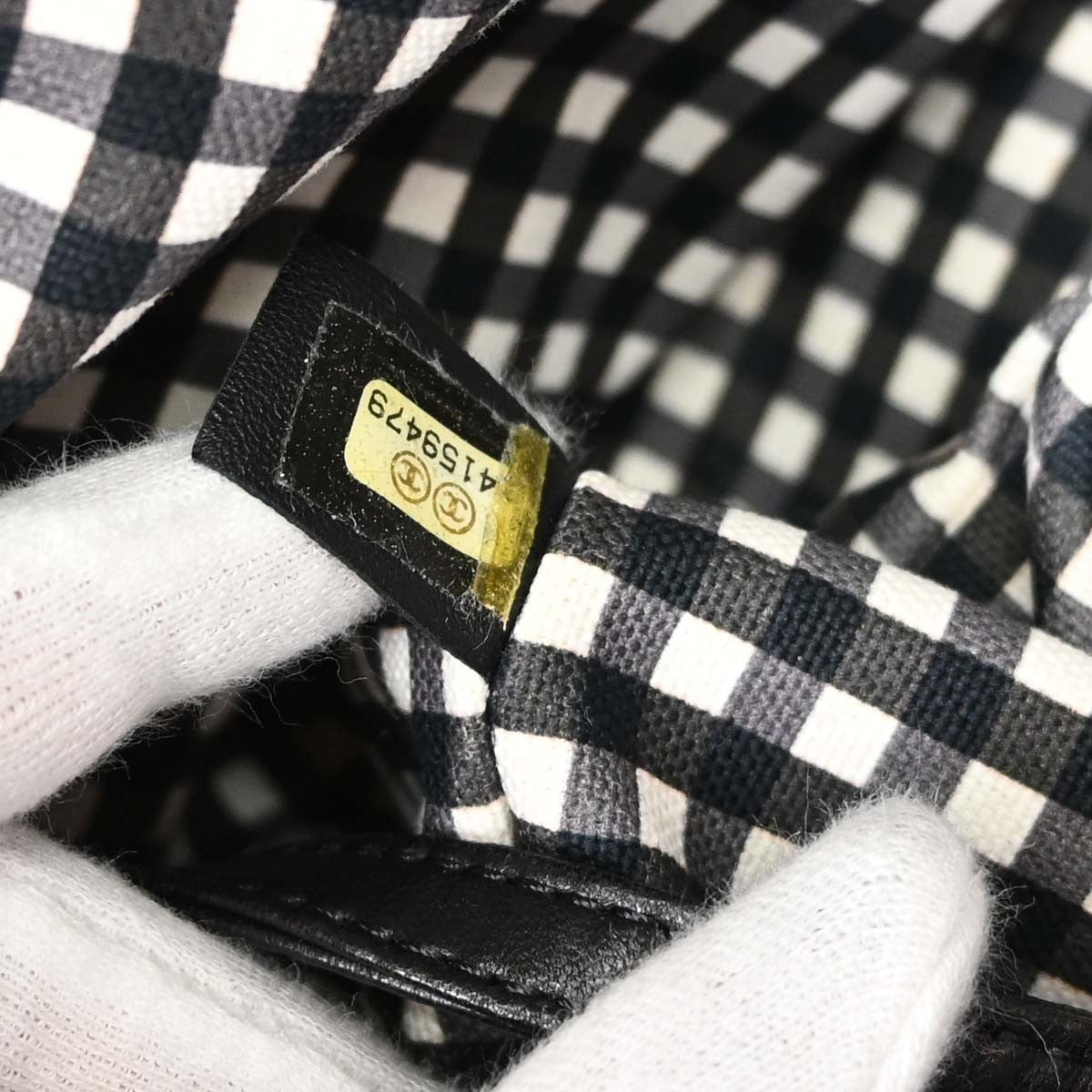 Chanel Weekender Gingham Print Canvas Black Canvas Tote Bag Bag (Pre-Owned)