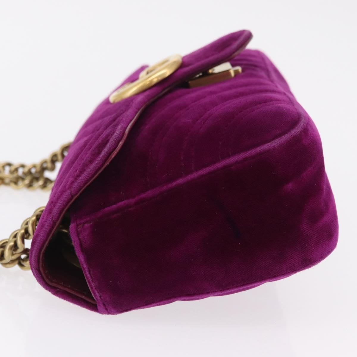 Gucci Gg Marmont Matelassé Velvet Purple Velvet Shoulder Bag Bag (Pre-Owned)
