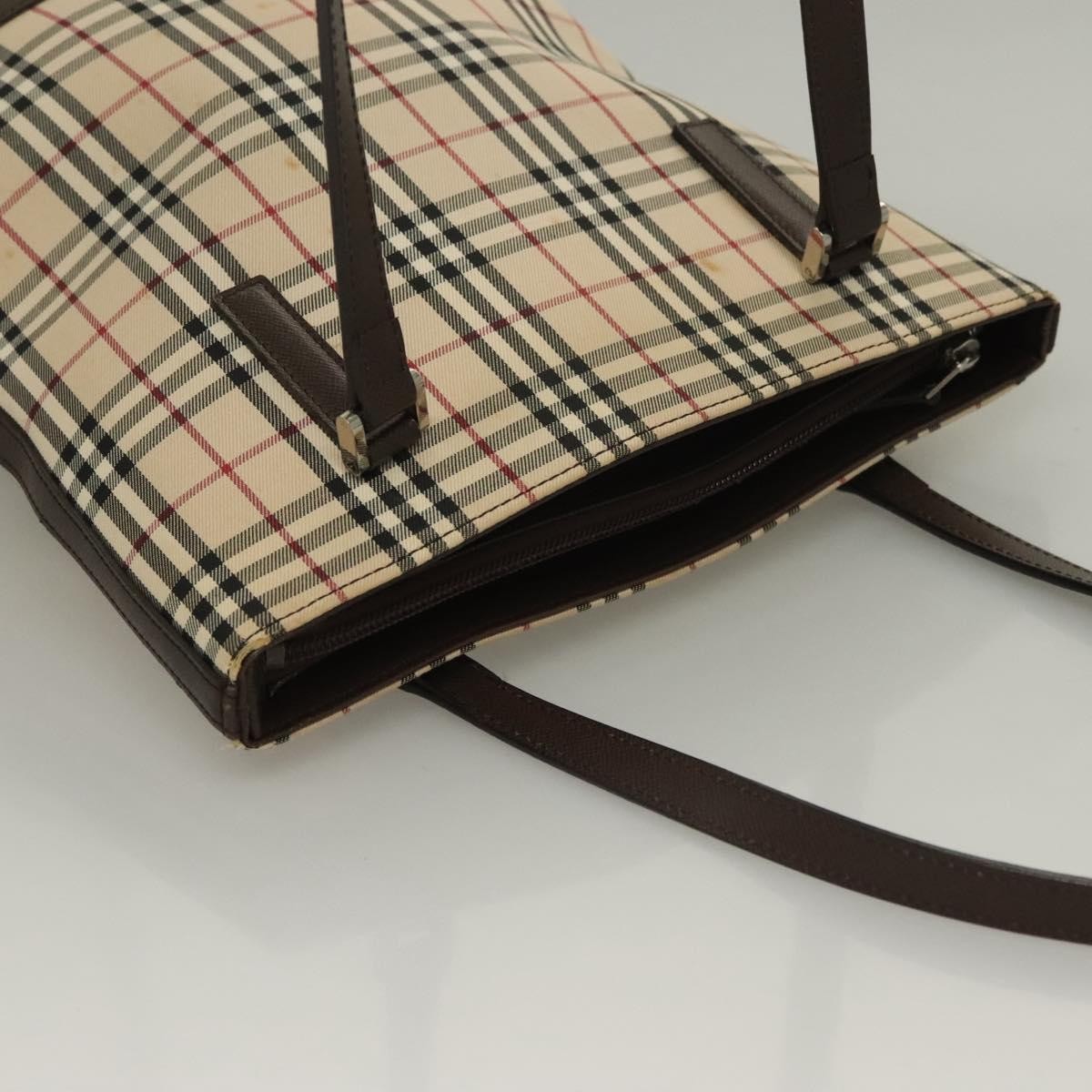 Burberry Nova Check Tote Canvas Check Pattern Beige Canvas Tote Bag Bag (Pre-Owned)