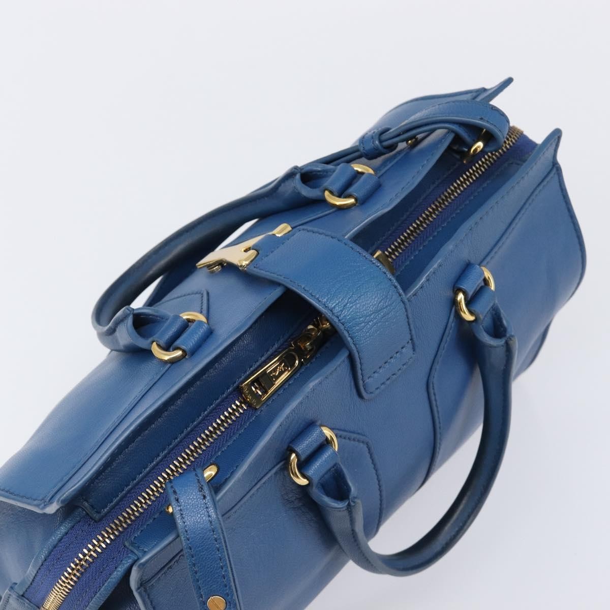 Saint Laurent Chyc Cabas Leather Blue Leather Tote Bag Bag (Pre-Owned)
