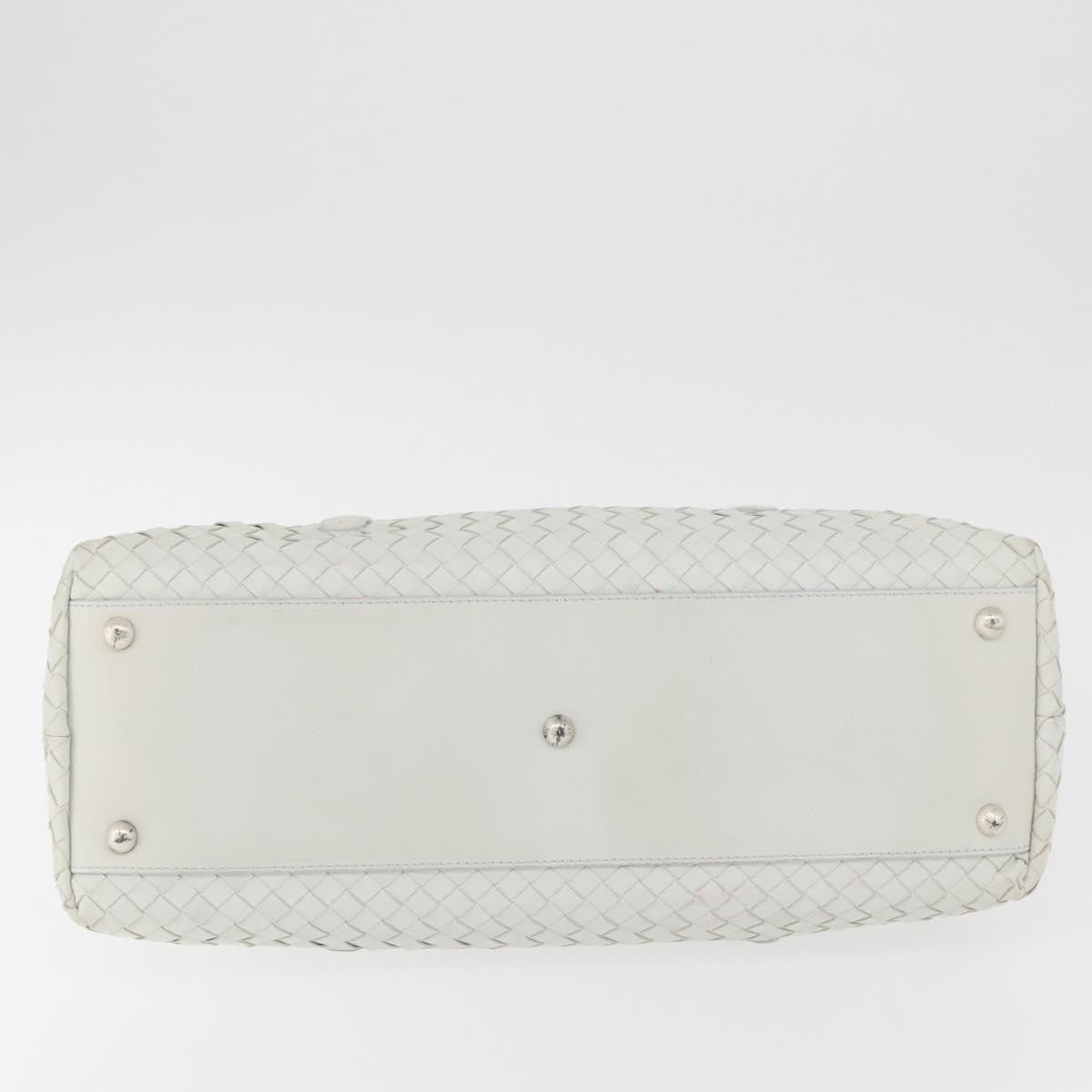 Bottega Veneta Belted Cabas Tote Intrecciato Nappa With Stitched Detail White Leather Tote Bag Bag (Pre-Owned)