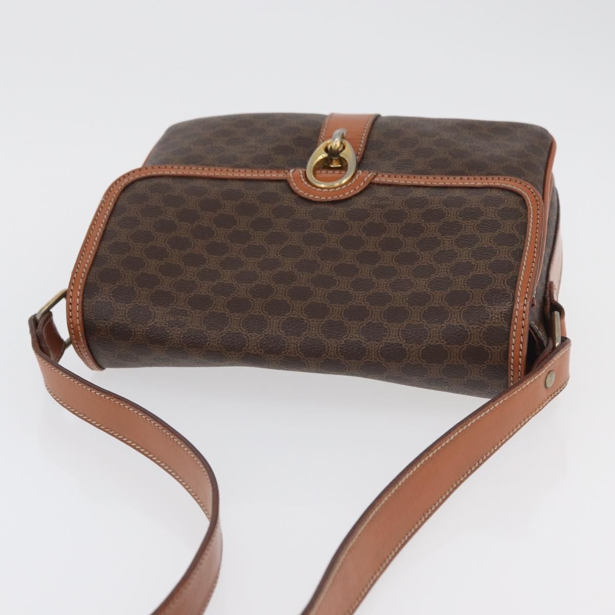 Celine Vintage Macadam Canvas And Leather Brown Canvas Handbag (Pre-Owned)