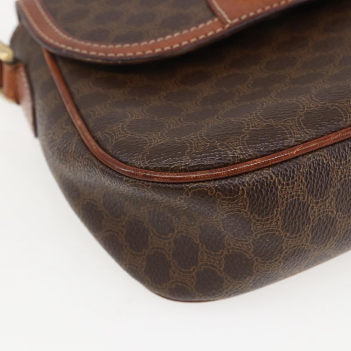 Celine Vintage Macadam Canvas And Leather Brown Canvas Shoulder Bag Bag (Pre-Owned)