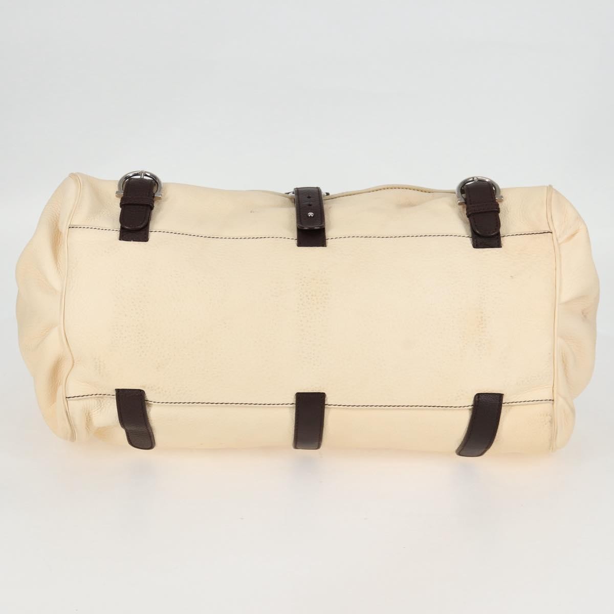 Salvatore Ferragamo Gancini Leather Beige Leather Handbag (Pre-Owned)