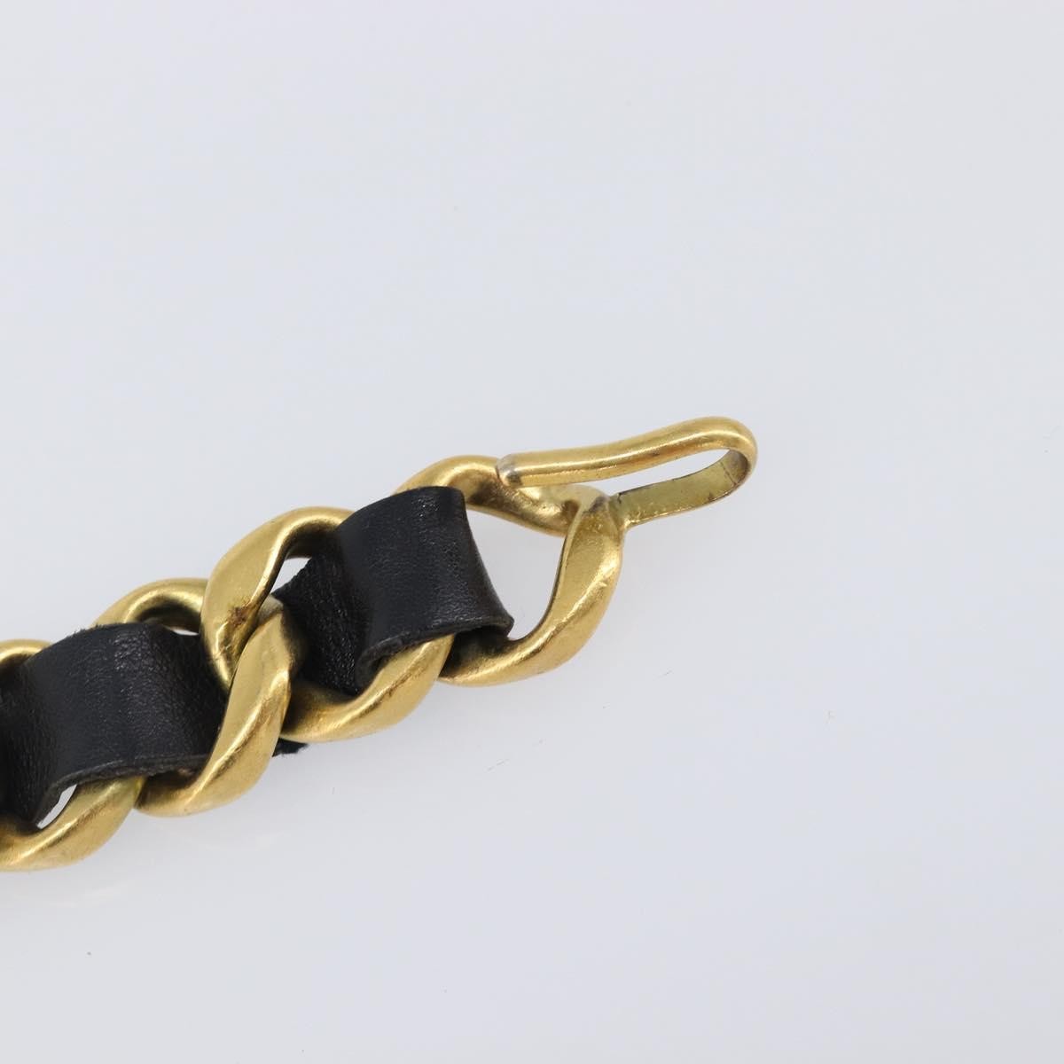 Chanel Vintage Chain Belt Metal And Leather Black Leather Belts Accessory (Pre-Owned)