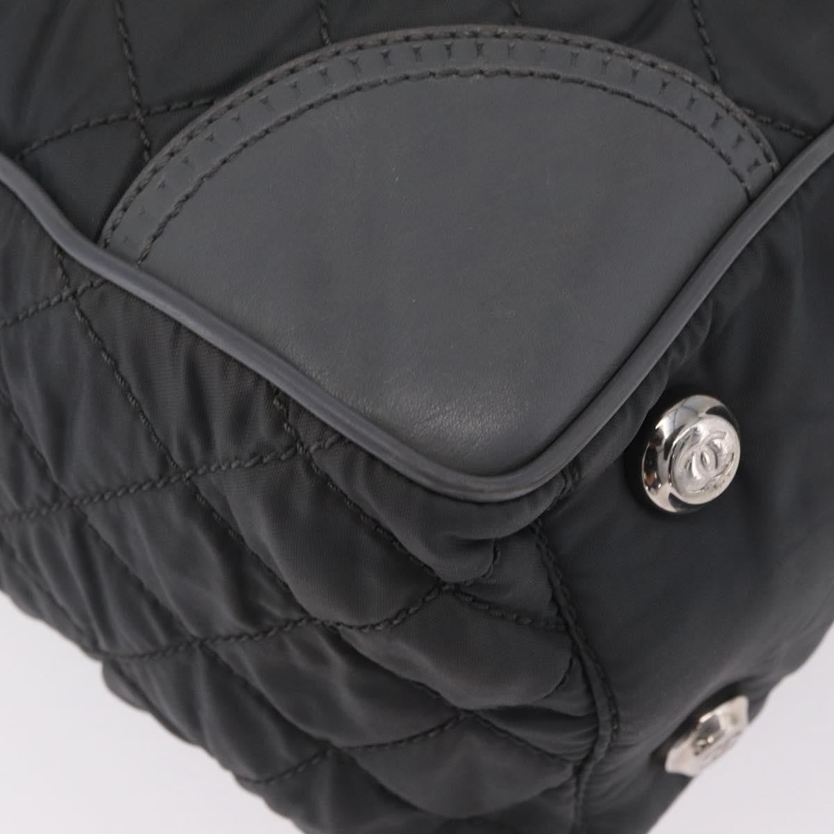 Chanel Vintage Cc Quilted Nylon Gray Nylon Tote Bag Bag (Pre-Owned)