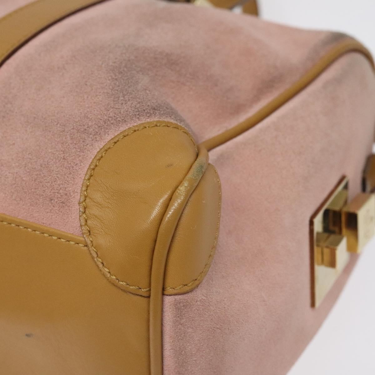 Gucci Vintage Canvas Pink Suede Handbag (Pre-Owned)