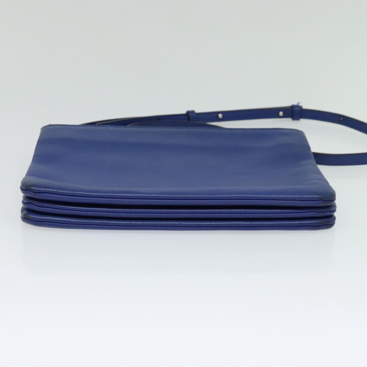 Celine Trio Leather Blue Leather Shoulder Bag Bag (Pre-Owned)