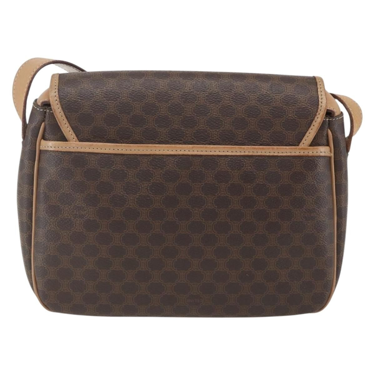 Celine Vintage Macadam Canvas And Leather Brown Canvas Shoulder Bag Bag (Pre-Owned)