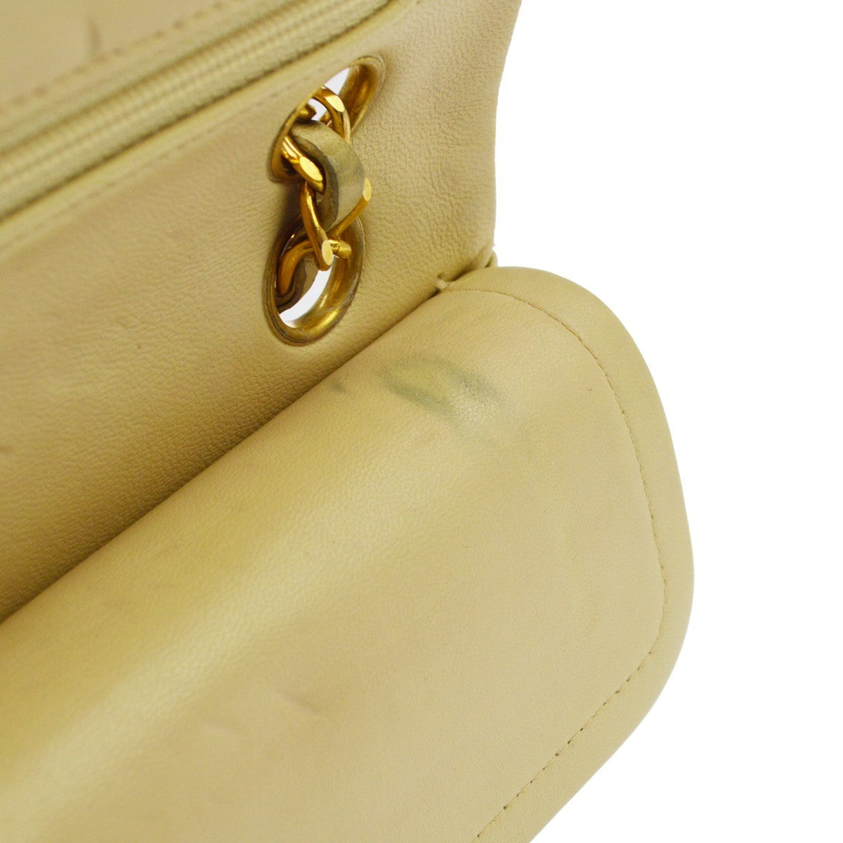 Chanel Timeless - Classic Double Flap Quilted Lambskin Beige Leather Shoulder Bag Bag (Pre-Owned)
