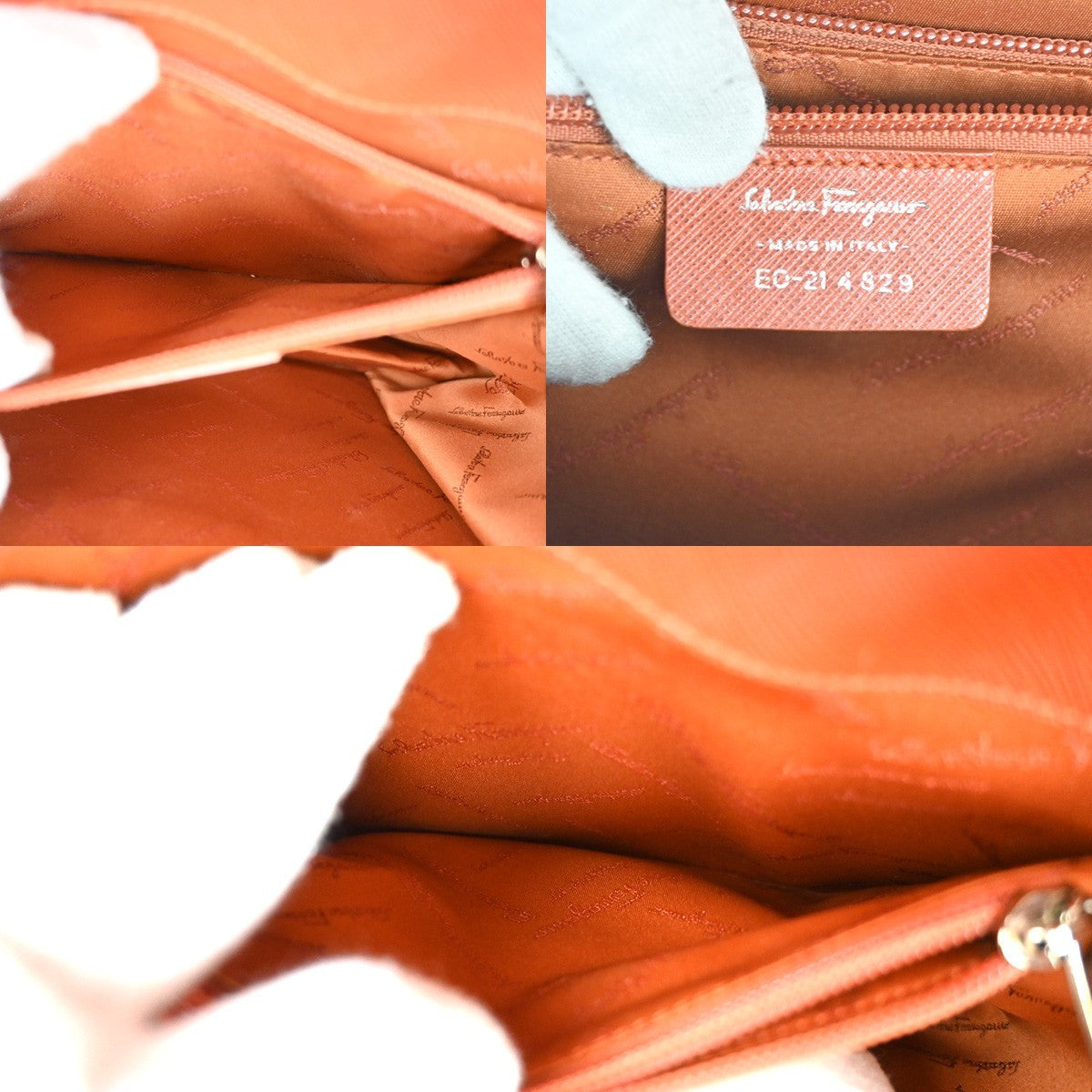 Salvatore Ferragamo Double Gancini Top Handle Saffiano Leather Brown Leather Handbag (Pre-Owned)