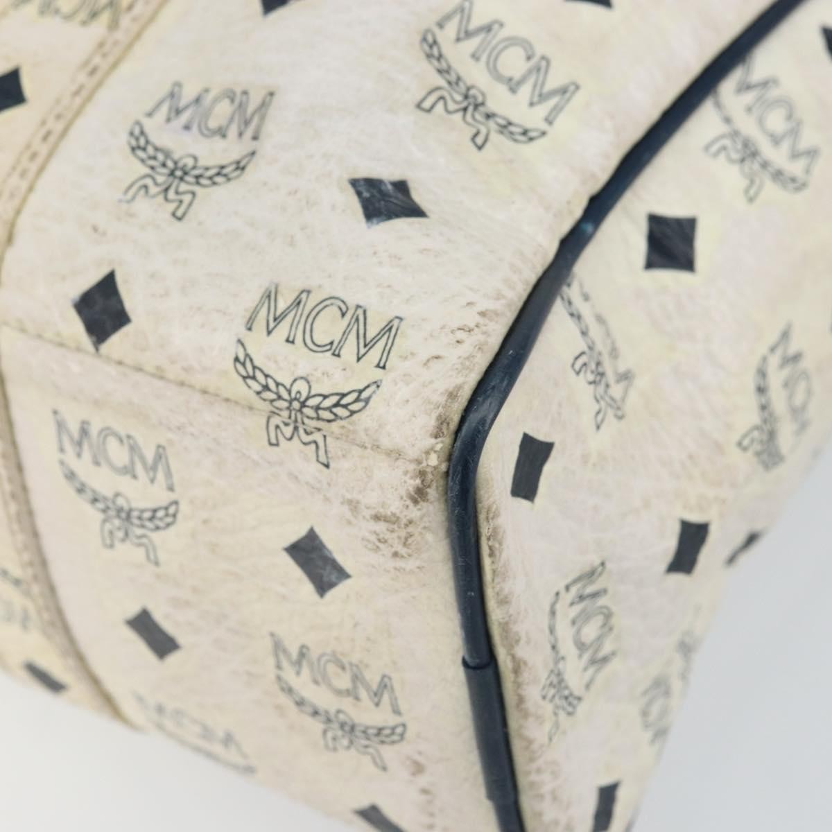 MCM Vintage Visetos Leather White Leather Tote Bag Bag (Pre-Owned)