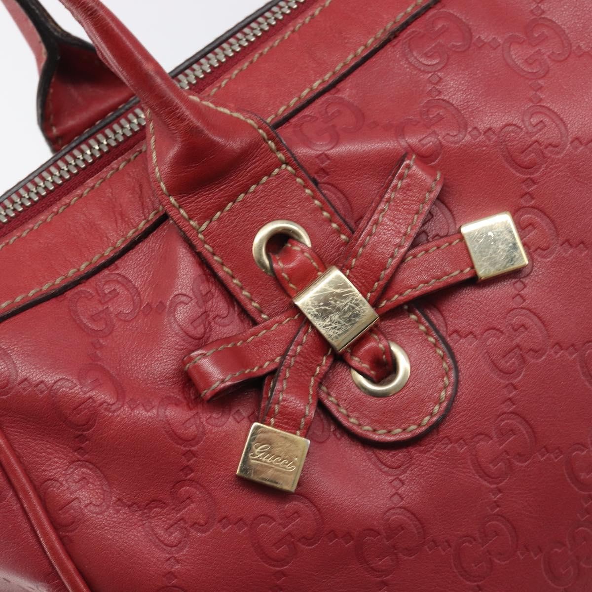 Gucci Princy Boston Guccissima Leather Red Leather Handbag (Pre-Owned)