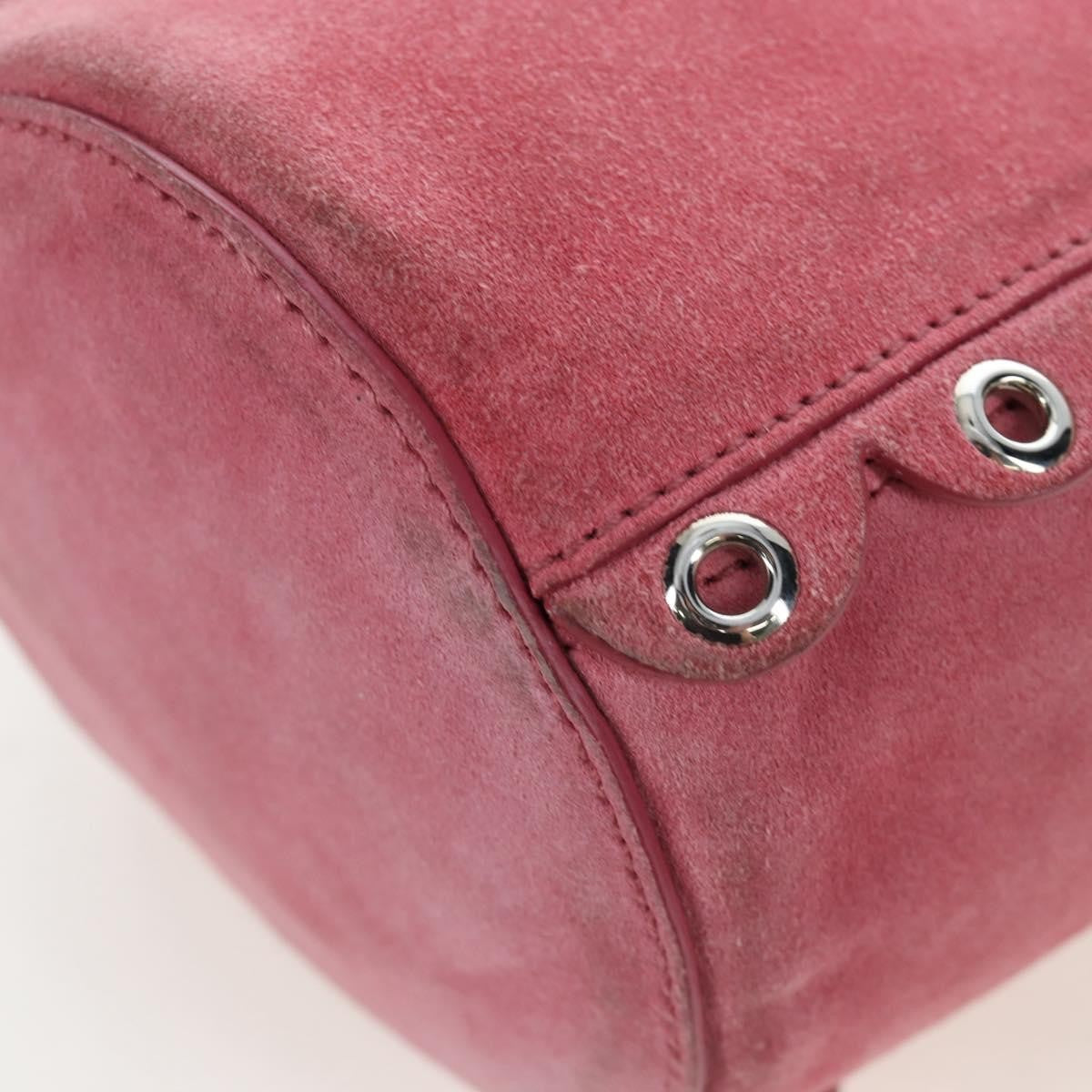 Miu Miu Convertible Bucket Leather With Applique Pink Suede Handbag (Pre-Owned)