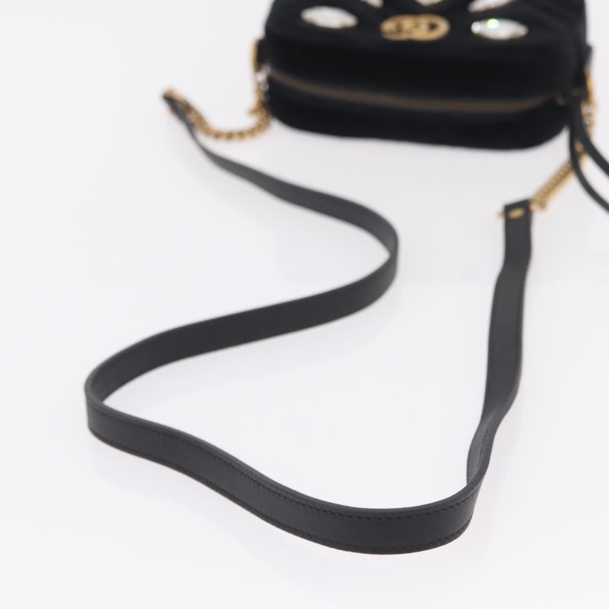 Gucci Gg Marmont Crystal Embellished Matelasse Velvet Black Velvet Shoulder Bag Bag (Pre-Owned)