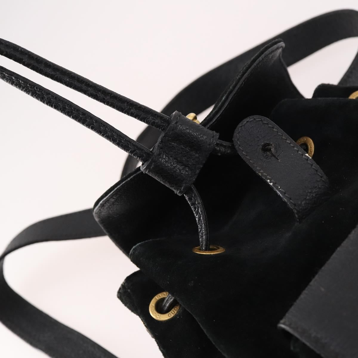 Gucci Vintage Bamboo Suede Black Suede Backpack Bag (Pre-Owned)