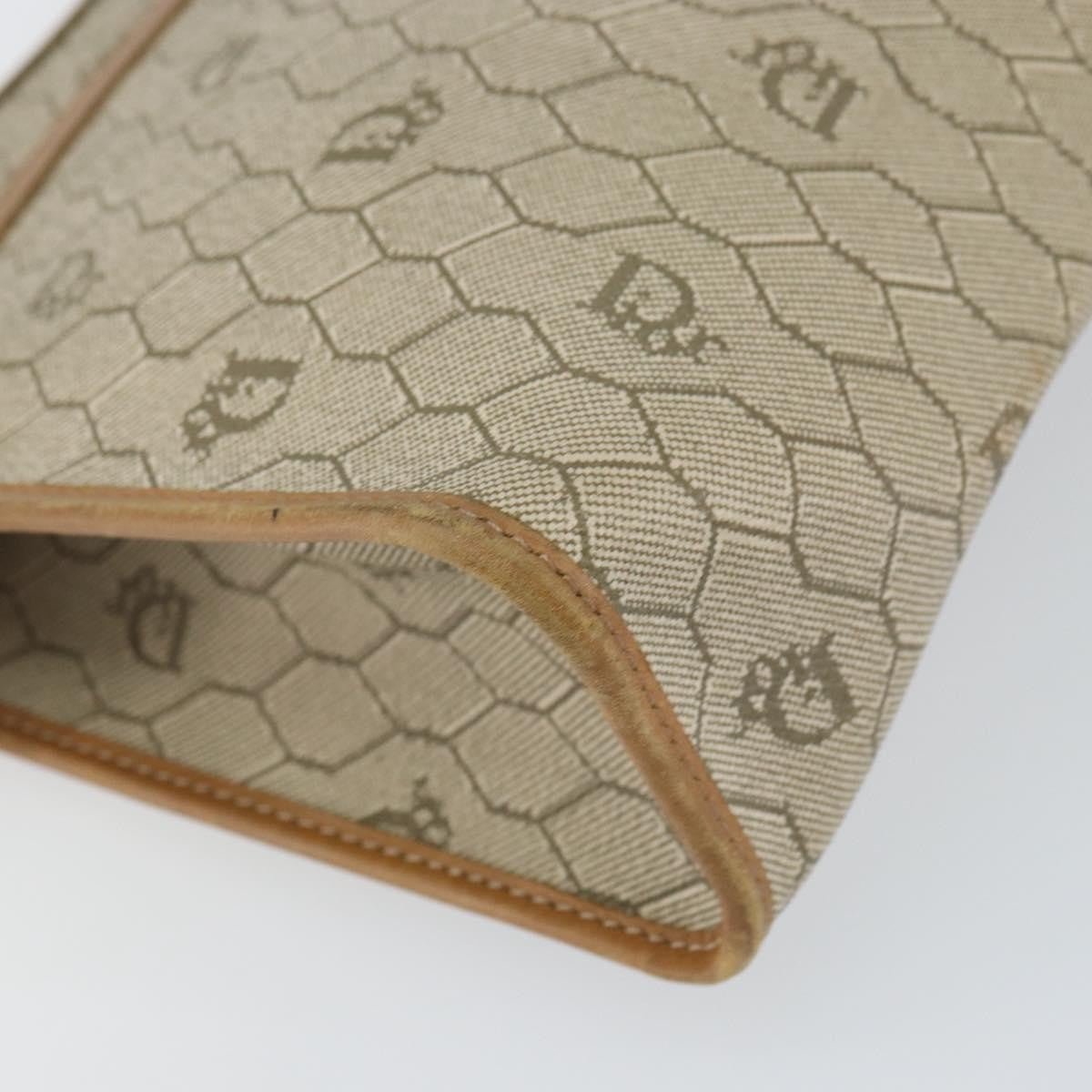 Christian Dior Vintage Honeycomb Zip Canvas And Leather Beige Canvas Clutche & Pouche Bag (Pre-Owned)