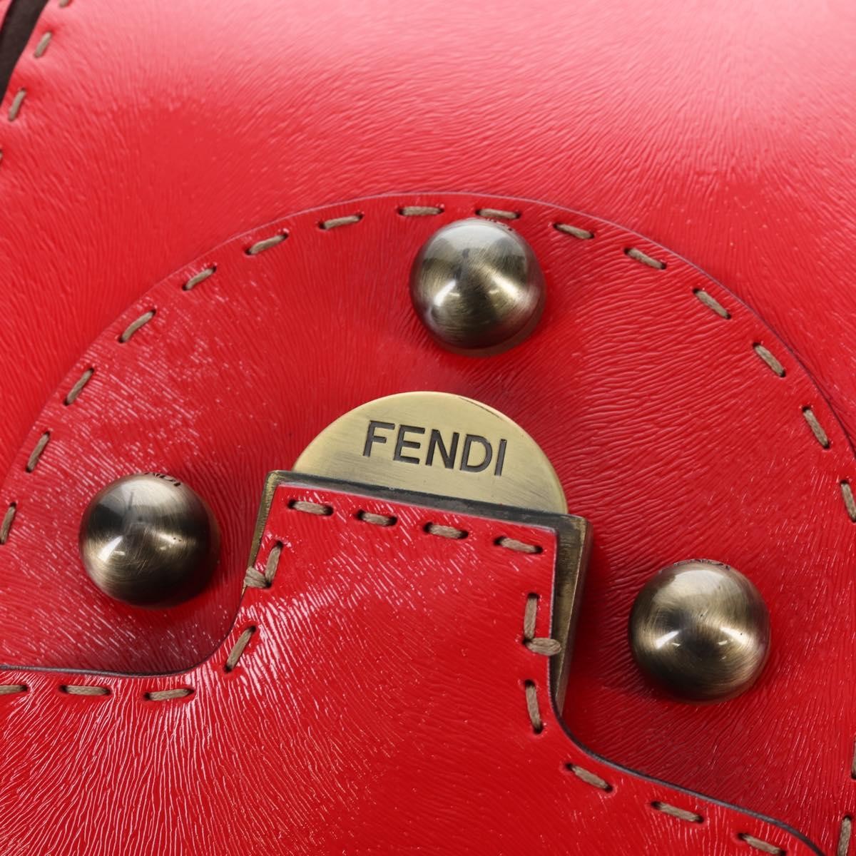 Fendi Secret Code F3 Convertible Satchel Textured Leather Red Leather Handbag (Pre-Owned)