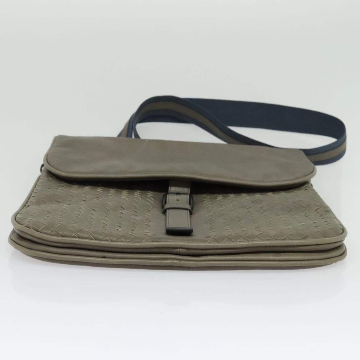 Bottega Veneta Vintage Flap Intrecciato Leather Gray Leather Shoulder Bag Bag (Pre-Owned)