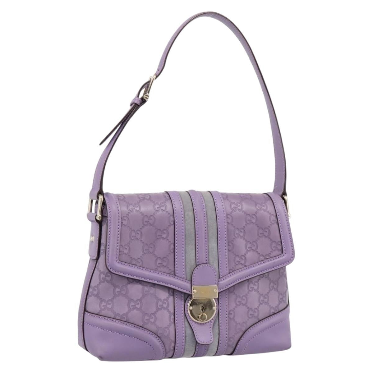 Gucci Web Flap Guccissima Purple Leather Shoulder Bag Bag (Pre-Owned)