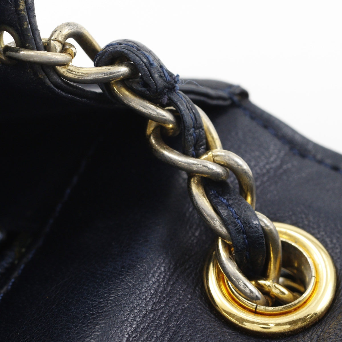 Chanel Vintage Cc Envelope Chain Flap Lambskin Navy Leather Shoulder Bag Bag (Pre-Owned)