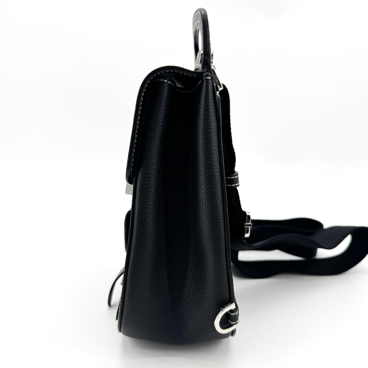 Christian Dior Saddle Leather Black Calfskin Backpack Bag (Pre-Owned)