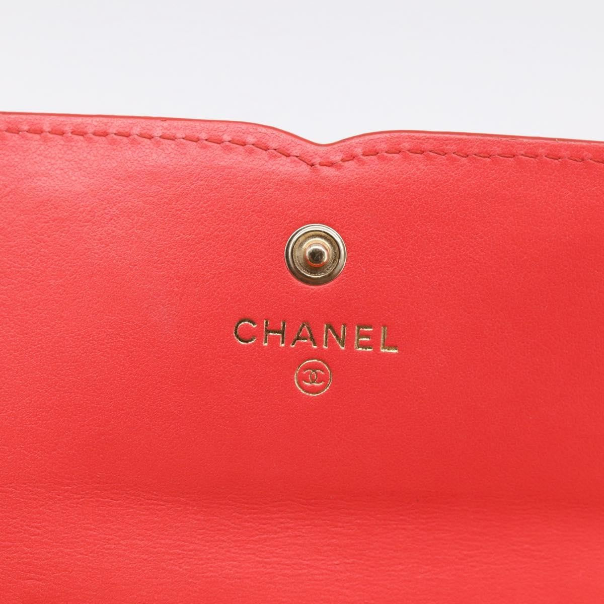 Chanel Filigree Flap Quilted Caviar Red Leather Wallets Accessory (Pre-Owned)