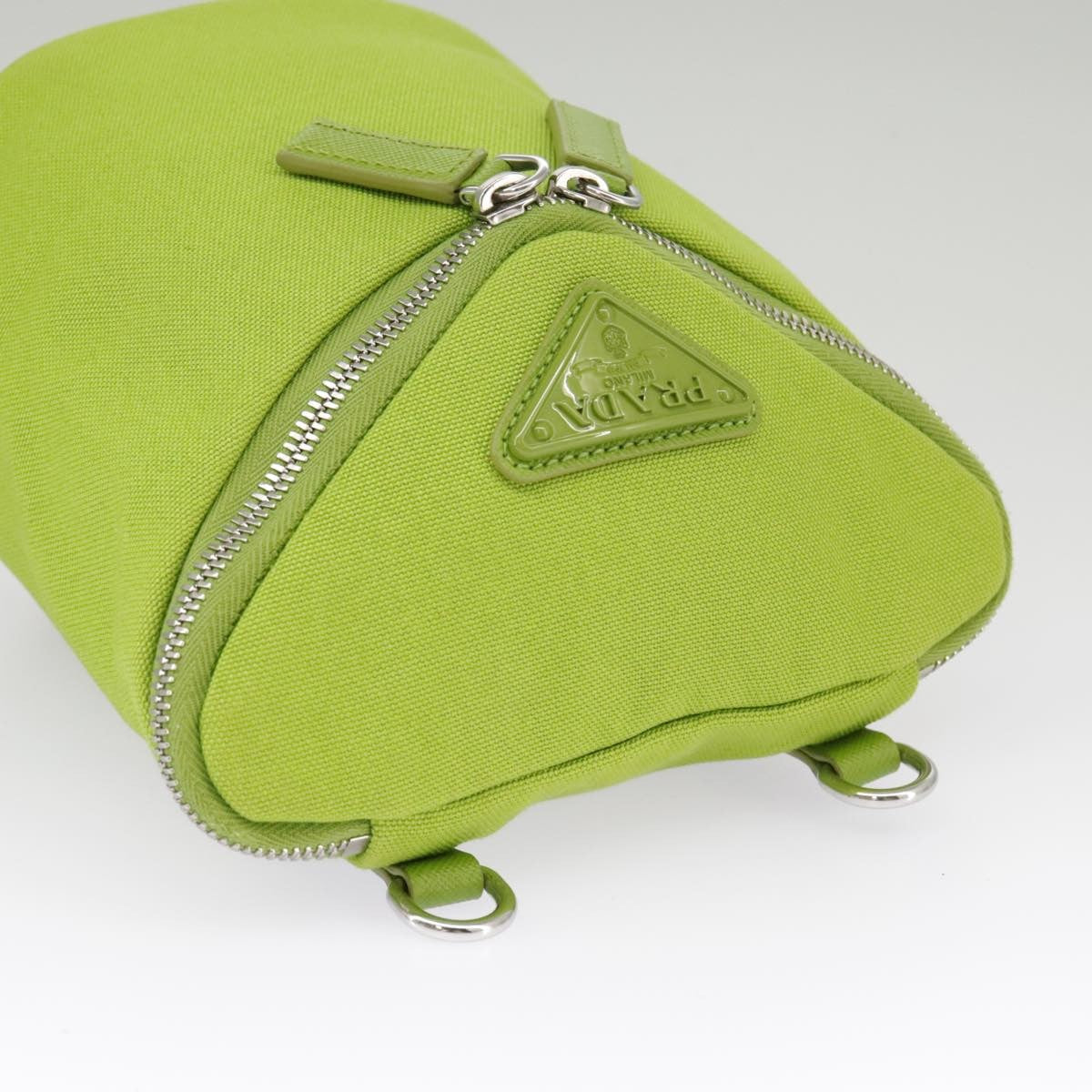 Prada Zipped Triangle Canvas Green Canvas Crossbody Bag Bag (Pre-Owned)