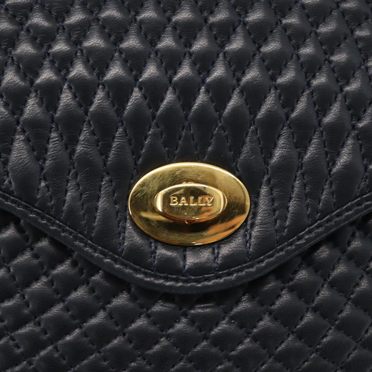 Bally Vintage Quilted Leather Navy Leather Handbag (Pre-Owned)