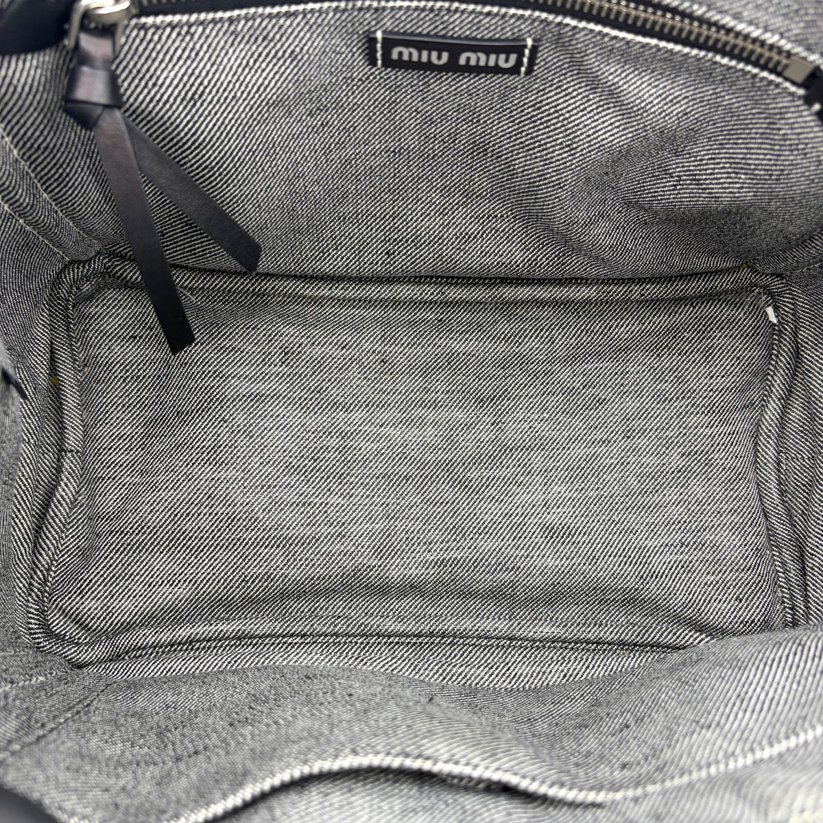 Miu Miu My Logo Leather Black Denim_Jeans Crossbody Bag Bag (Pre-Owned)