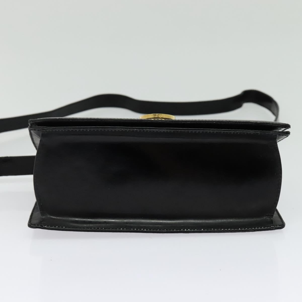 Salvatore Ferragamo Gancini Leather Black Leather Shoulder Bag Bag (Pre-Owned)