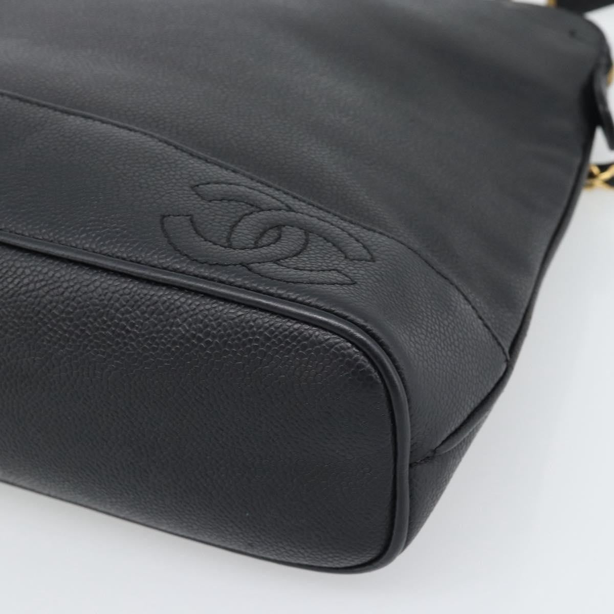 Chanel Triple Cc Chain Shoulder Caviar Leather Black Leather Shoulder Bag Bag (Pre-Owned)