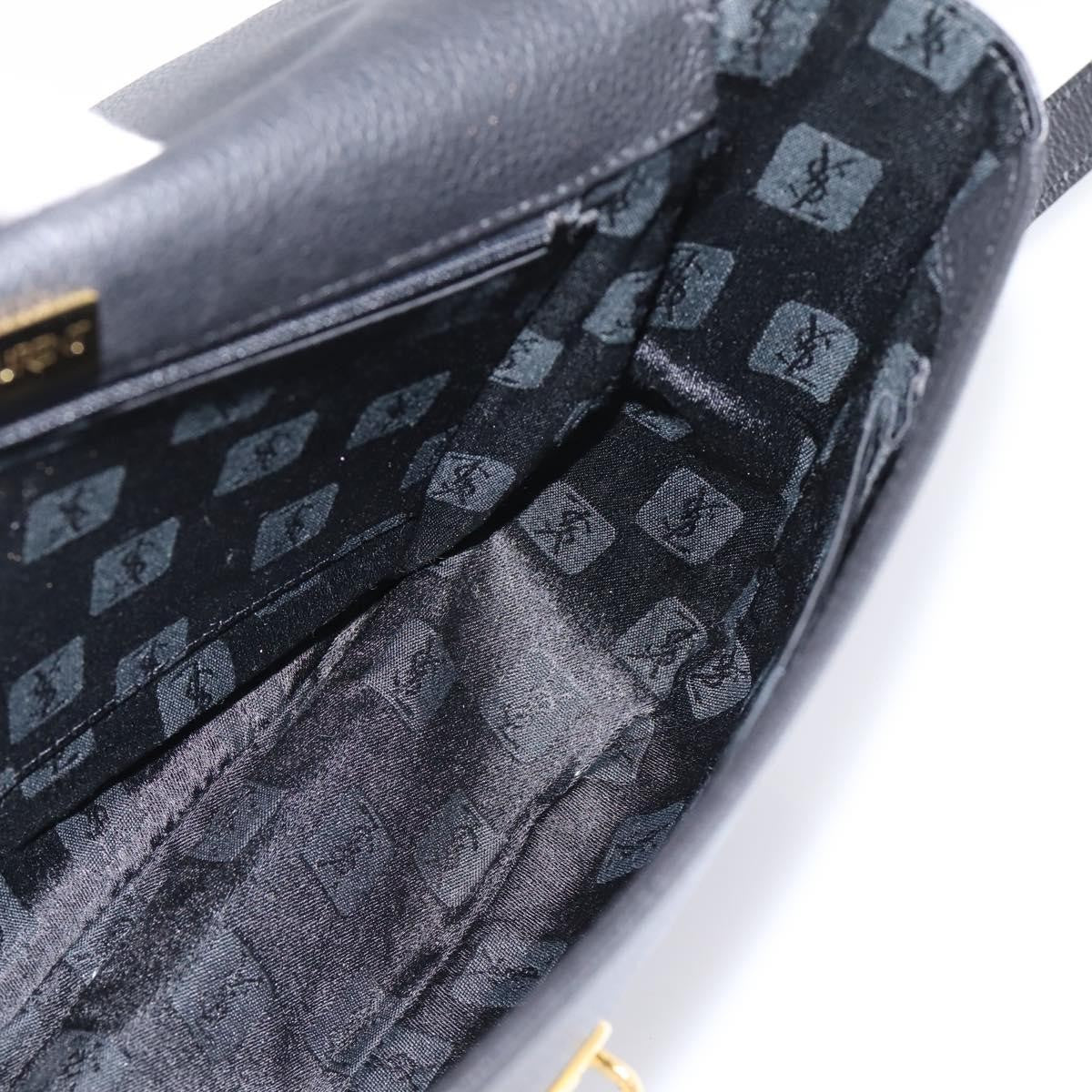 Saint Laurent Vintage Shoulder Bag Leather Black Leather Shoulder Bag Bag (Pre-Owned)