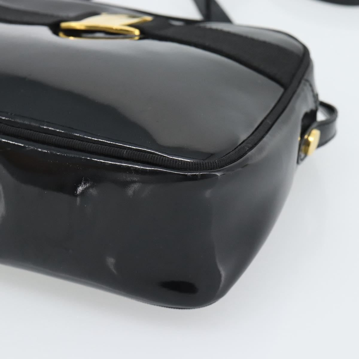 Salvatore Ferragamo Vala Patent Leather Black Patent_Leather Shoulder Bag Bag (Pre-Owned)