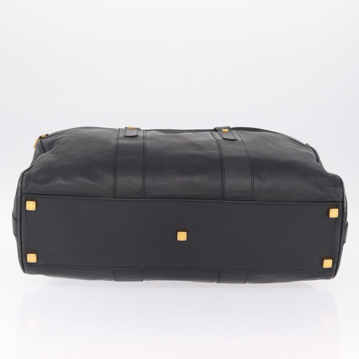 Loewe Travel Line Boston Black Leather Travel Bag Bag (Pre-Owned)