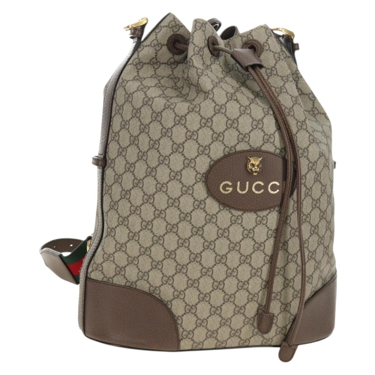 Gucci Neo Vintage Drawstring Bucket Gg Coated Canvas Beige Canvas Backpack Bag (Pre-Owned)
