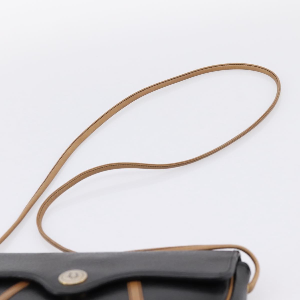 Christian Dior Vintage Flap Canvas Black Leather Shoulder Bag Bag (Pre-Owned)
