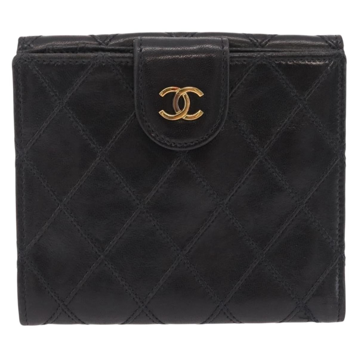 Chanel Cc Compact Quilted Caviar Black Leather Wallets Accessory (Pre-Owned)