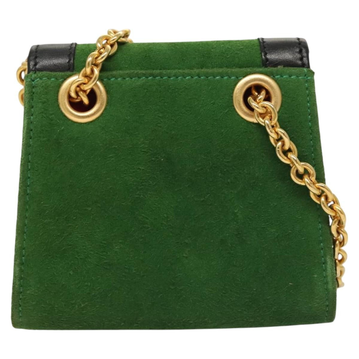 Celine Circle Logo Suede Green Suede Clutche & Pouche Bag (Pre-Owned)
