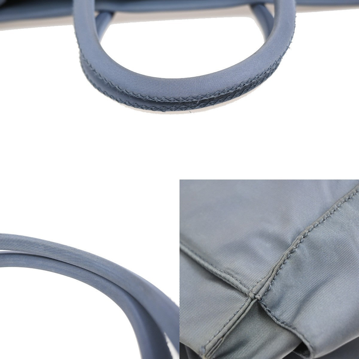 Prada Tessuto Tote Nylon And Leather Blue Nylon Handbag (Pre-Owned)