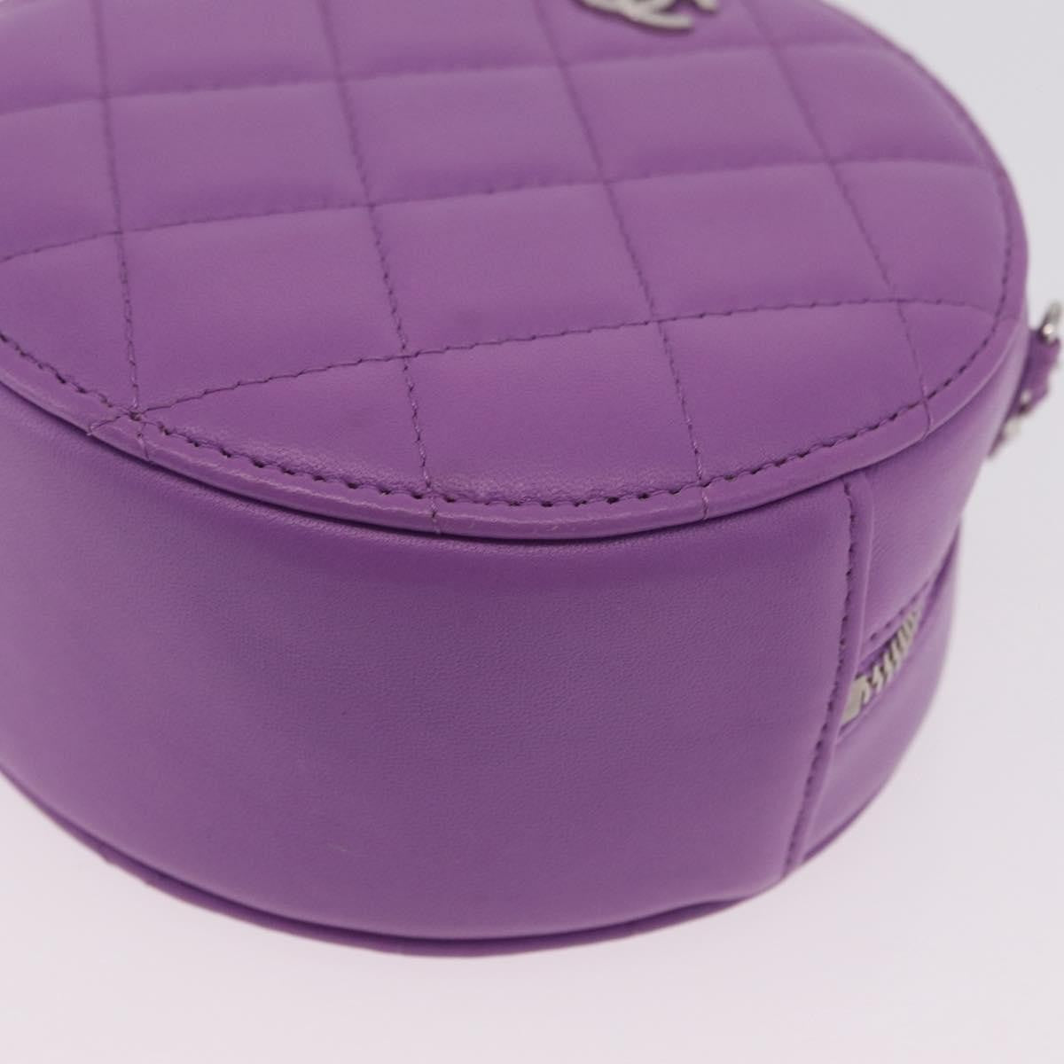 Chanel Round Clutch With Chain Quilted Lambskin Purple Leather Clutche & Pouche Bag (Pre-Owned)