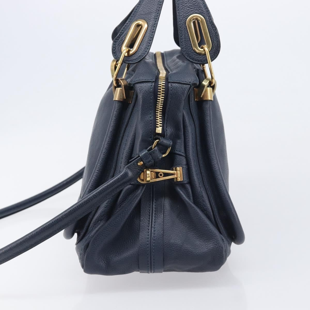 Chloe Paraty Top Handle Leather Navy Leather Handbag (Pre-Owned)