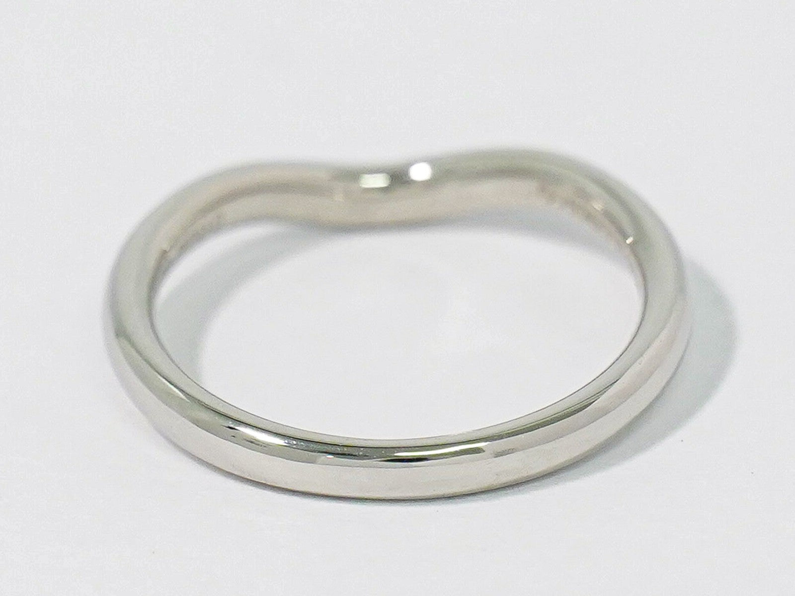 Tiffany & Co. Elsa Peretti Curved Wedding Band Platinum With Diamonds Clear Platinum Ring Jewelry (Pre-Owned)