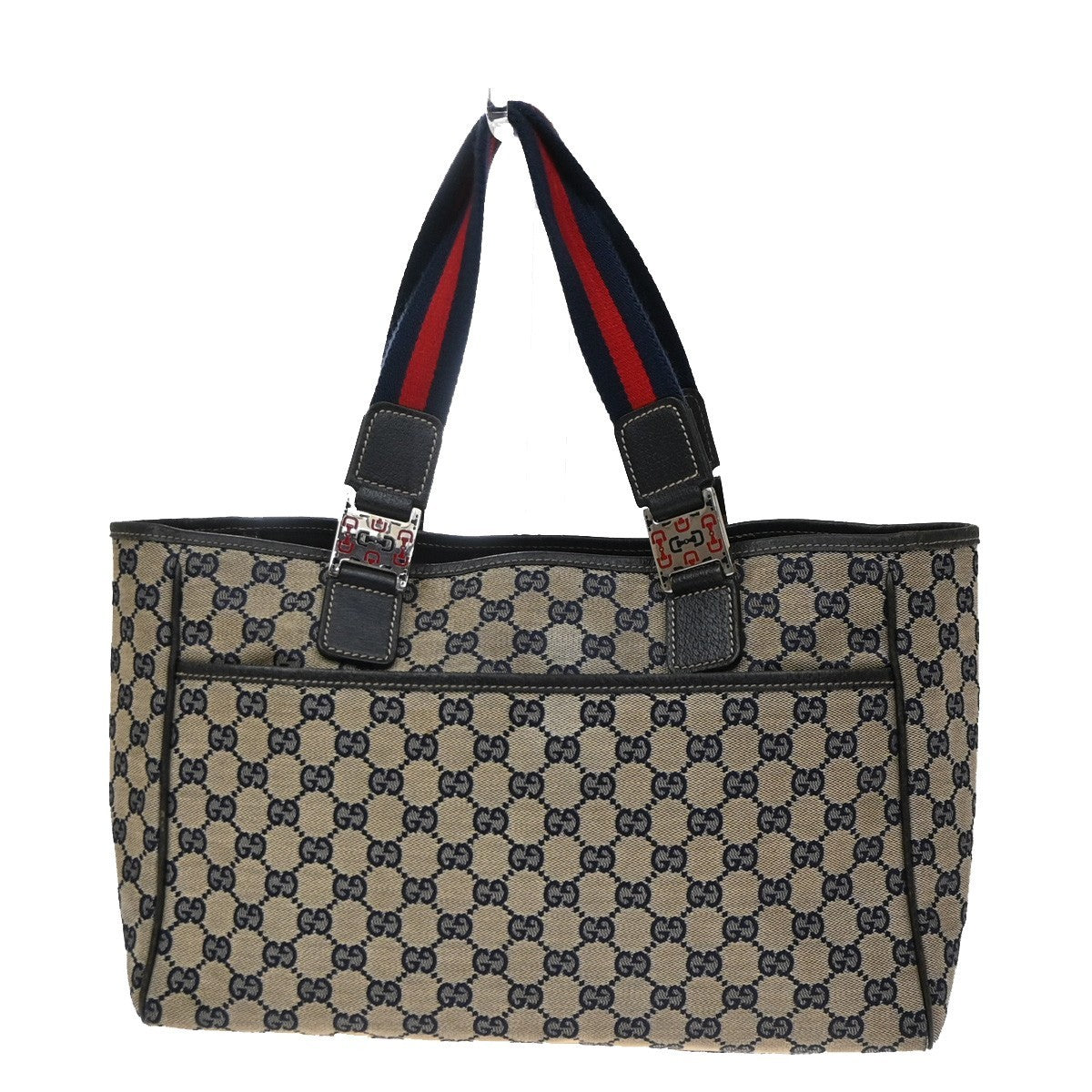 Gucci Web Handle Buckle Gg Canvas Beige Canvas Tote Bag Bag (Pre-Owned)