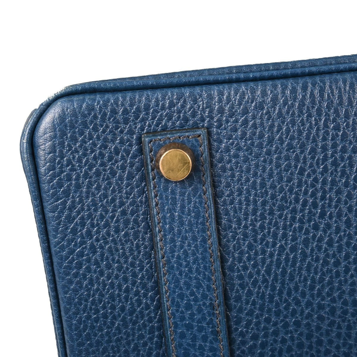 Hermes Birkin Blue Ardennes With Gold Hardware Blue Leather Handbag (Pre-Owned)