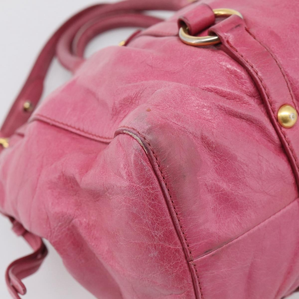 Miu Miu Vitello Lux Leather Pink Leather Handbag (Pre-Owned)