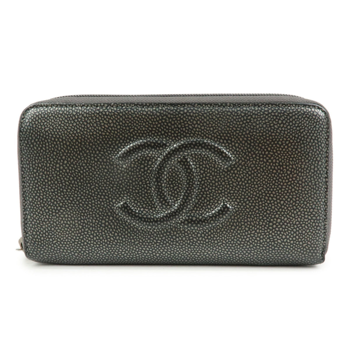 Chanel Vintage Timeless Zip Leather Metallic Crocodile_Skin Wallets Accessory (Pre-Owned)