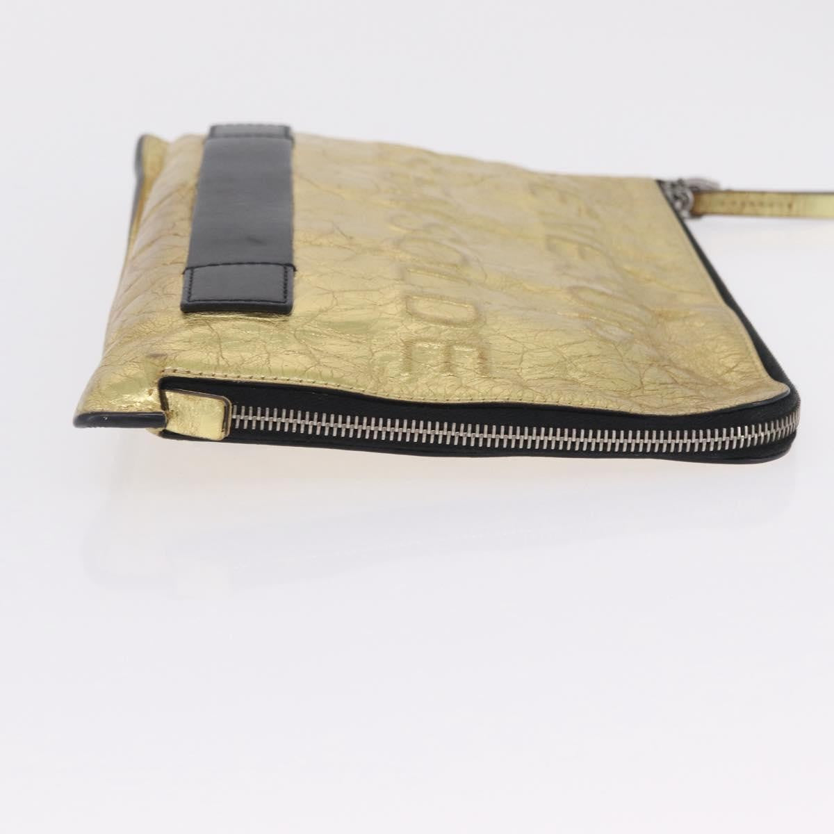 Chanel Feminine Crinkled Leather Gold Leather Clutche & Pouche Bag (Pre-Owned)