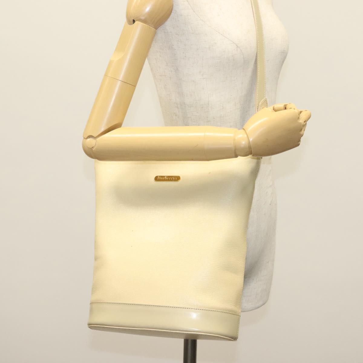 Burberry Shoulder Leather Beige Leather Shoulder Bag Bag (Pre-Owned)